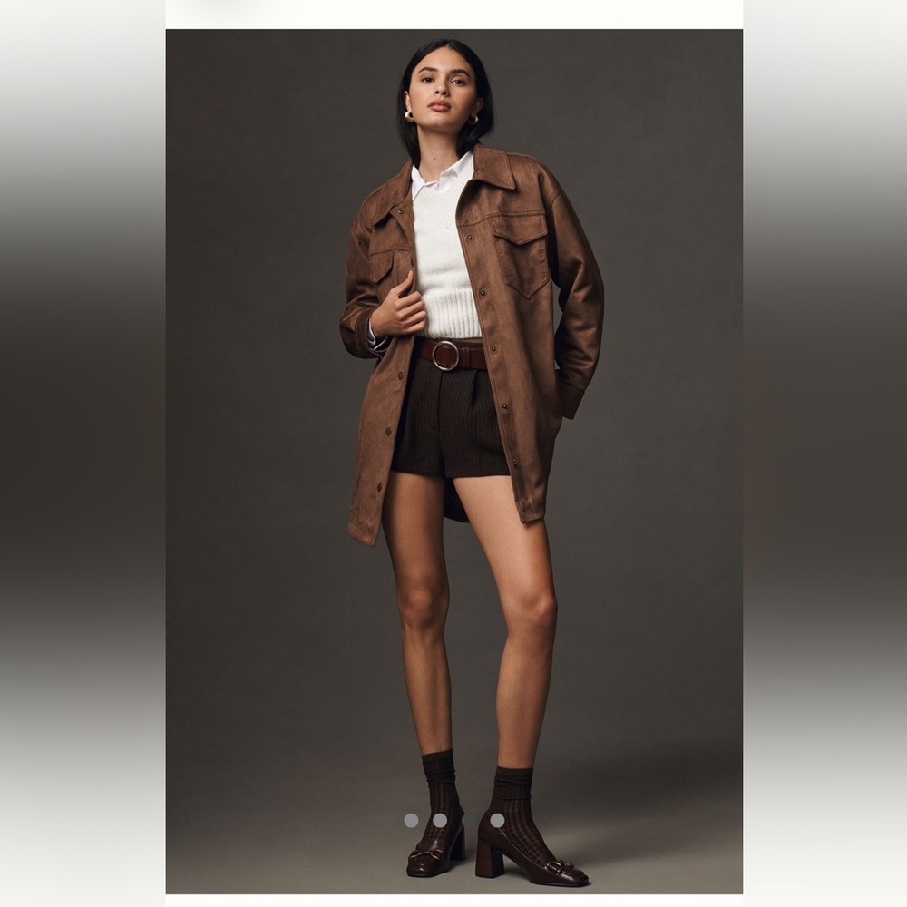 The Tillie Relaxed Faux-Suede Shacket by Pilcro
